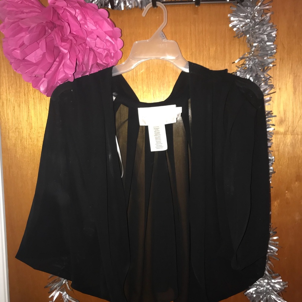 3X Black Chiffon Bolero Jacket
